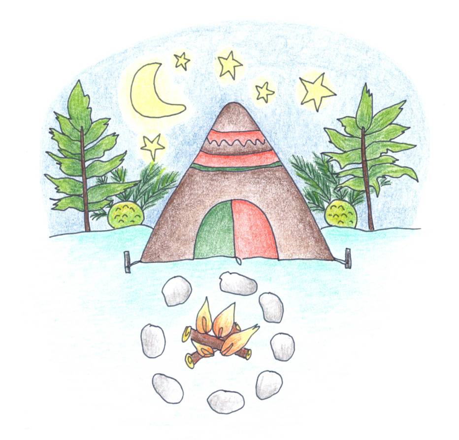 ilustrace stan a táborák v přírodě