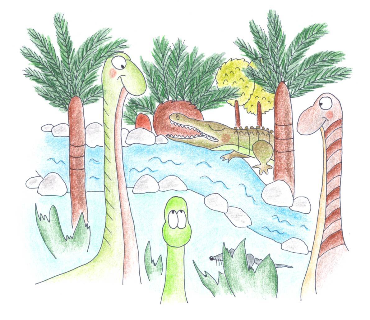 ilustrace prales a dinosauři