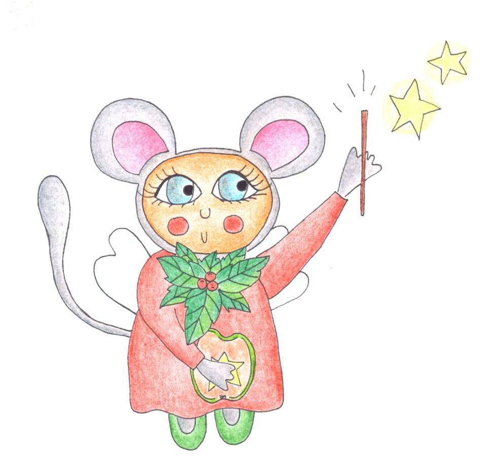 ilustrace myši vánoční vily