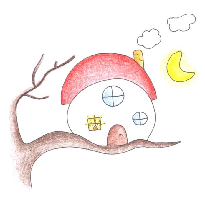 ilustrace domeček na stromě