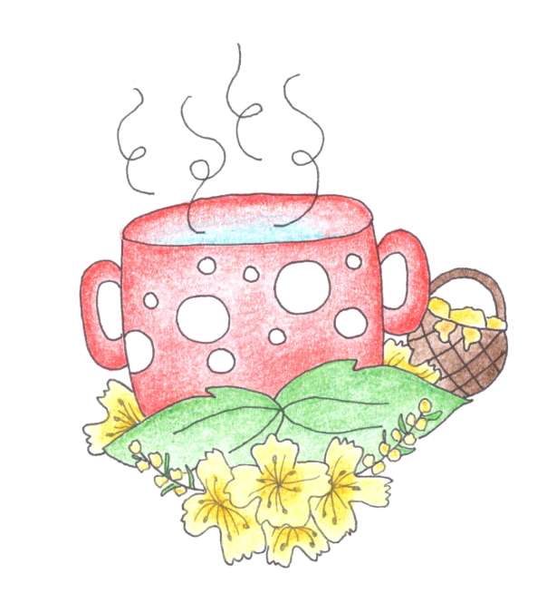 ilustrace hrnek s čajem a medem